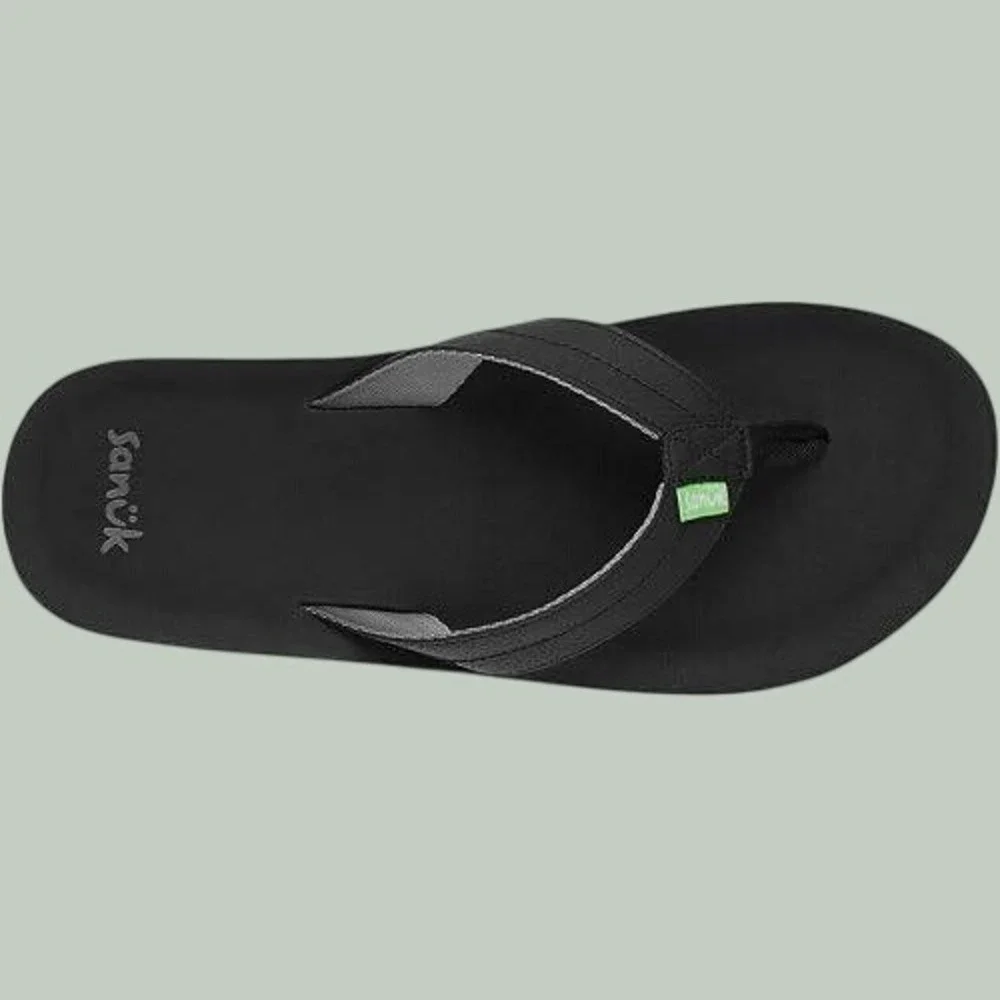 Sanuk mens Burm Black Water Friendly Yoga Mat Flip Flop Sandals Mens Size 9 NEW